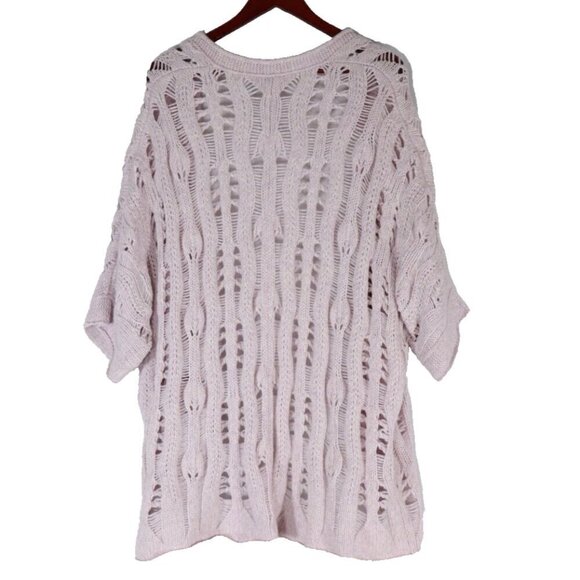 Calypso Women Size 1 Lilac Purple Cardigan Sweater Crochet Knit S/S Alpaca Shirt - Picture 7 of 9